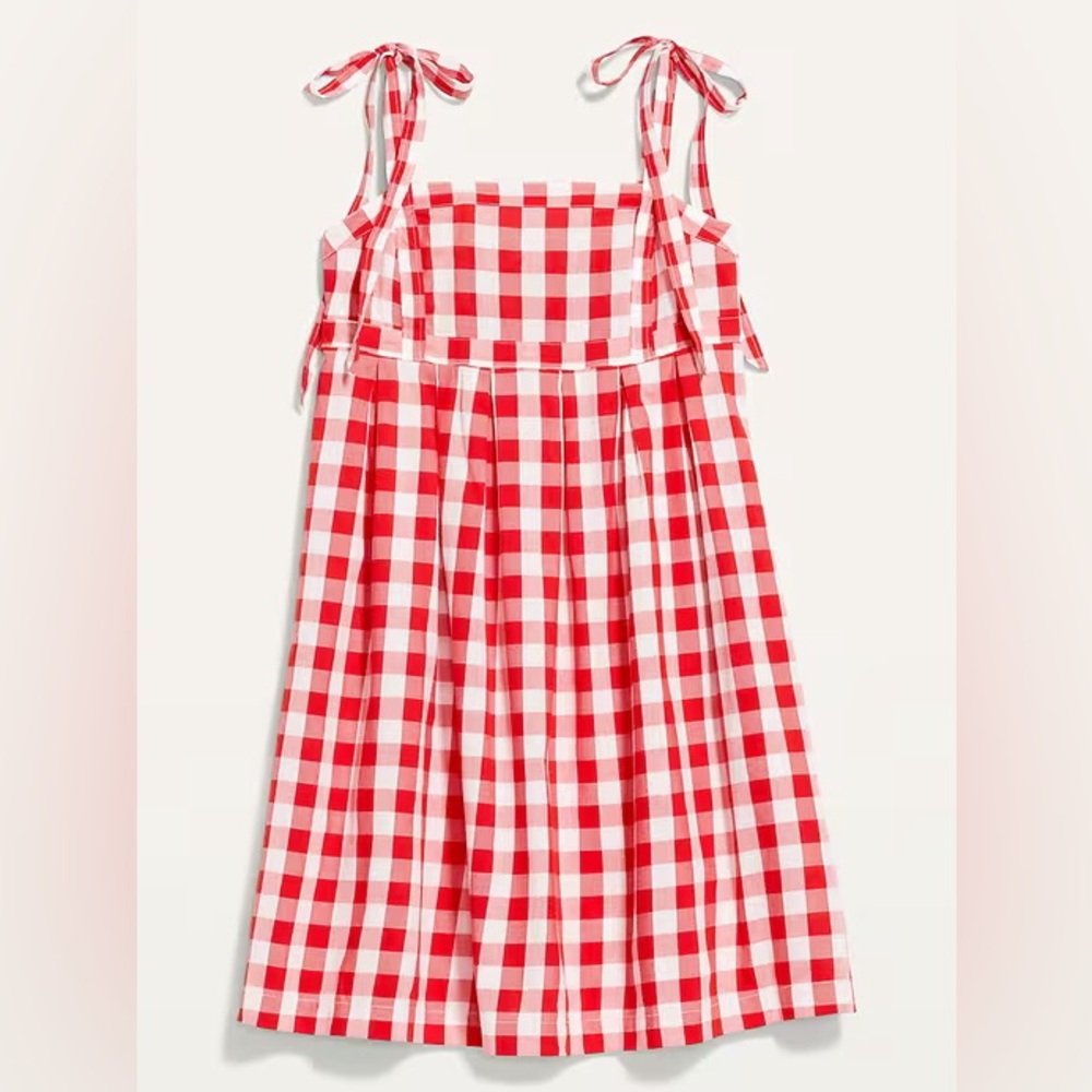 Old Navy Women’s Tie-Shoulder Gingham Mini Babydoll Swing Dress Size XS